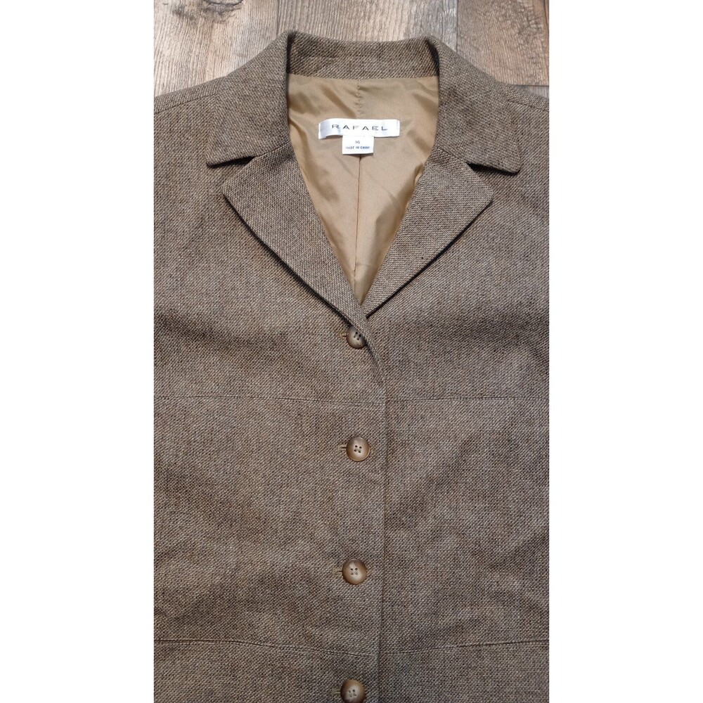 Women's Rafael Khaki Tan Wool Blend Blazer Jacket, Size 14 - Picture 2 of 11